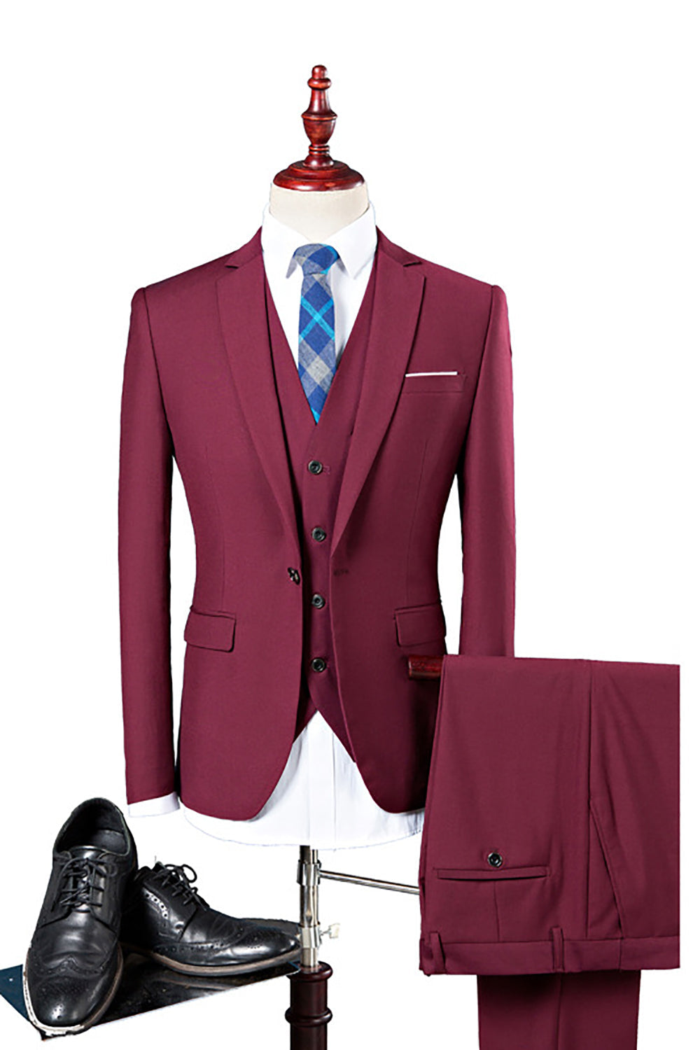 3 Peças Azul Marinha Slim Fit Terno Casual