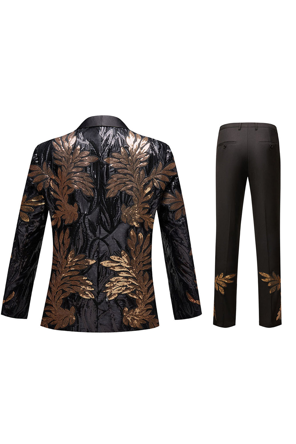 Preto e Dourado Lantejoulas 2 Peças Fatos de Baile