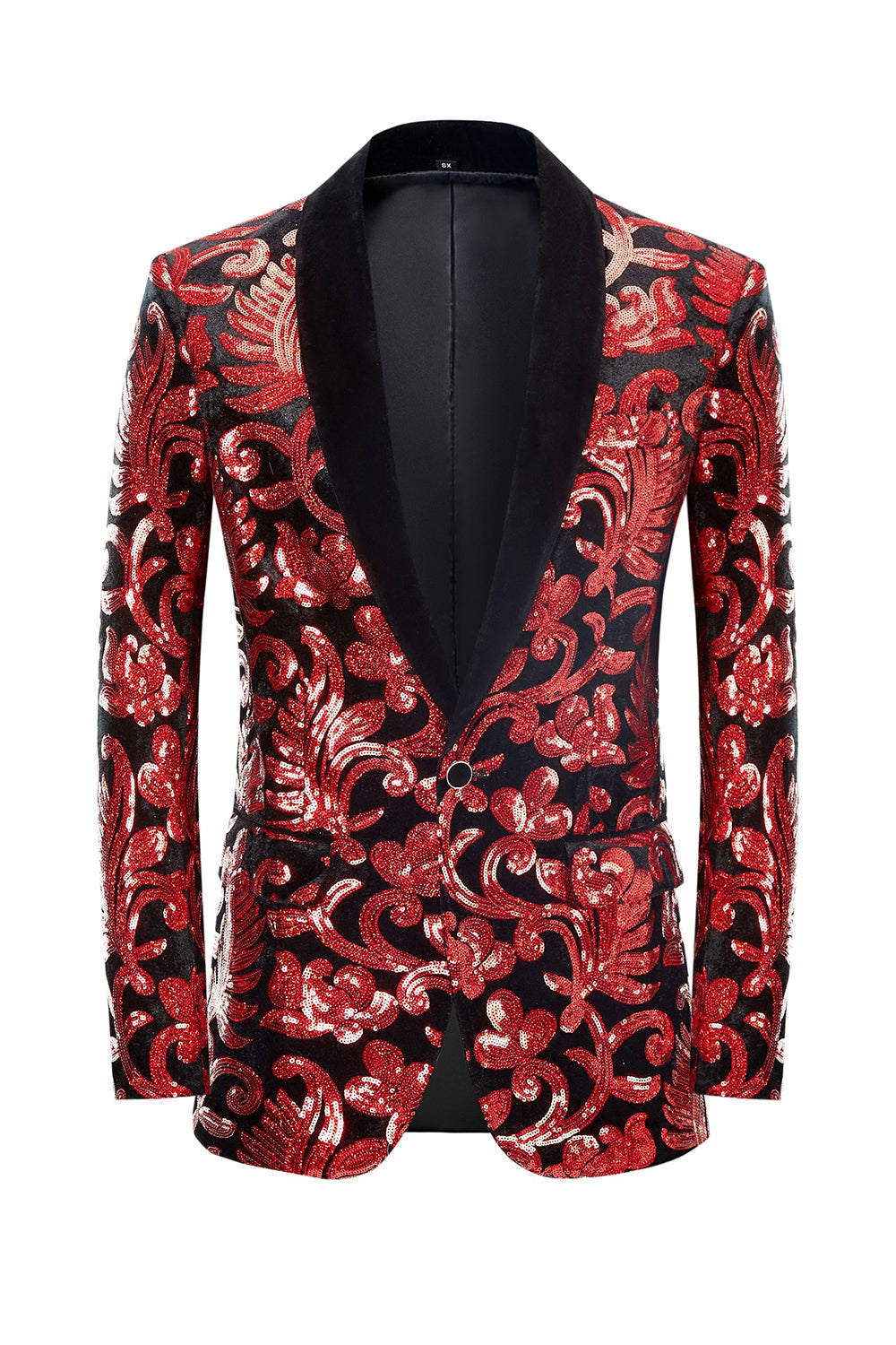 Red Sequins Padrão Floral Masculino 2 Peças Ternos