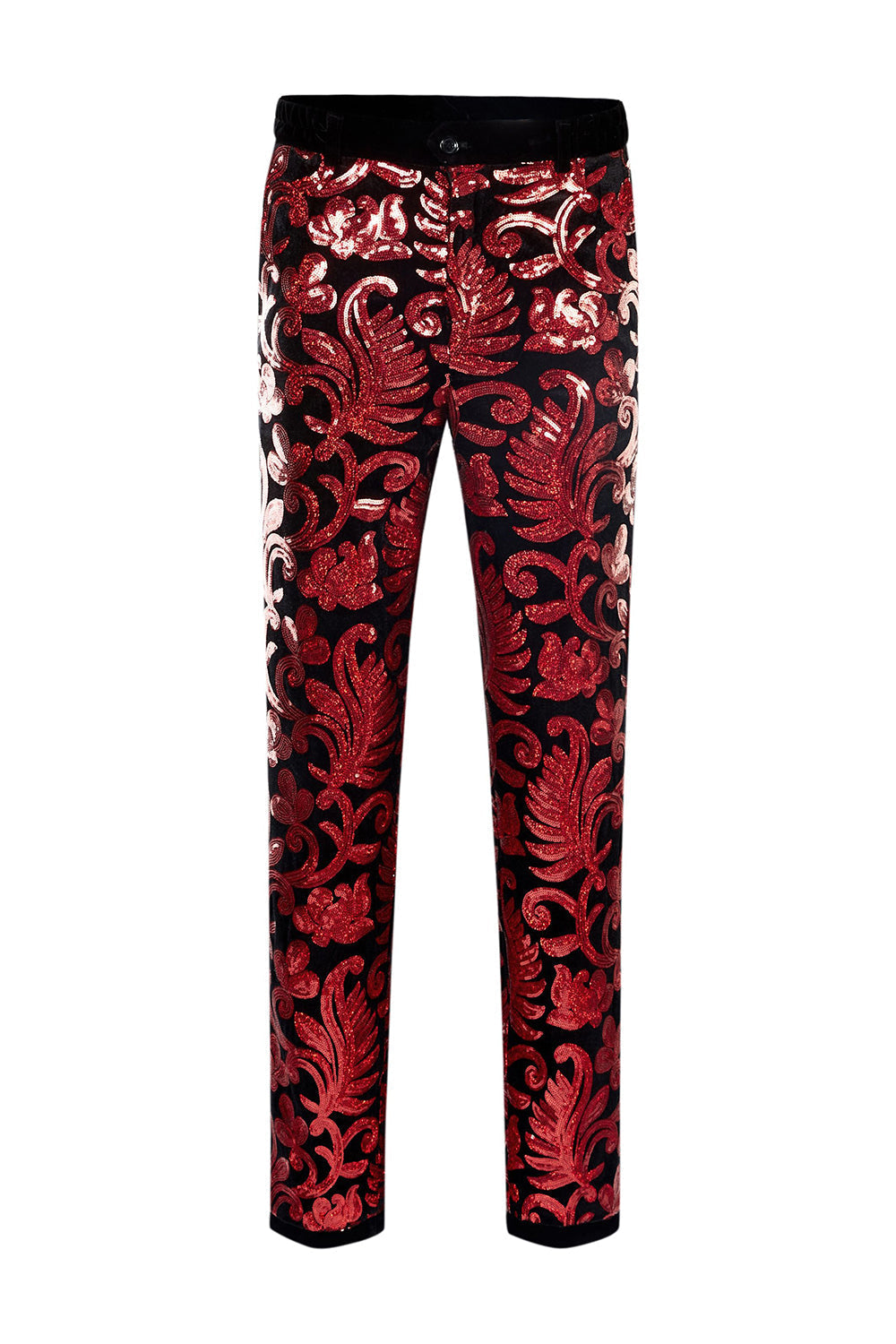 Red Sequins Padrão Floral Masculino 2 Peças Ternos