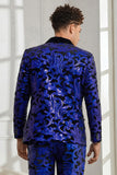 Xale Lapela Um Botão Royal Blue Sequins Masculino 2 Peças Ternos