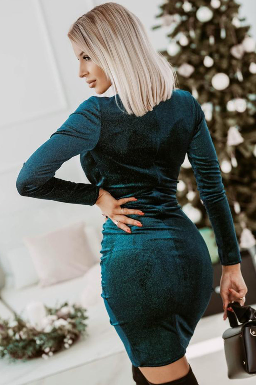 Vestido de Natal manga comprida