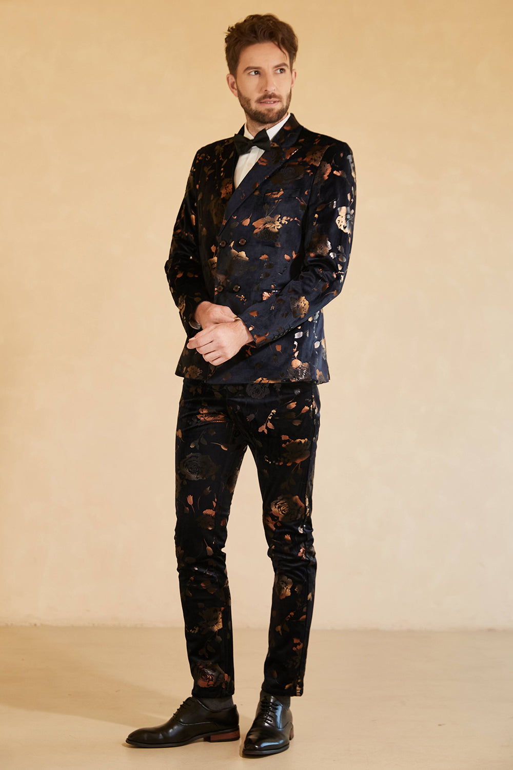 Duplo Peito Preto Ternos de Casamento