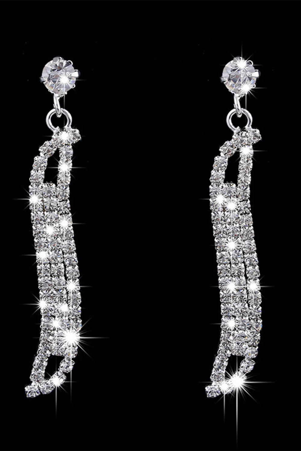 Conjunto de joias de colar de cristal de prata