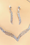Conjunto de joias de colar de cristal de prata