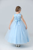 A Line Branco Vestido de Meninas Com Apliques