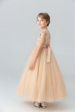 A Line Branco Vestido de Meninas Com Apliques