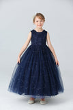 A Line Branco Vestido de Meninas Com Apliques