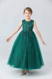 A Line Branco Vestido de Meninas Com Apliques