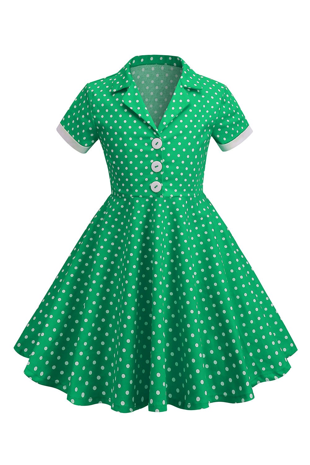 Preto Vintage Pontos de Polka Vestido de Menina