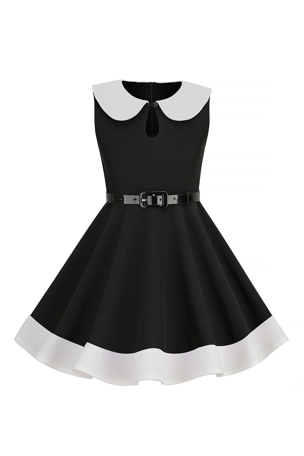 Preto Pescoço Redondo Sem Mangas 1950s Vestido de Menina