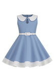 Preto Pescoço Redondo Sem Mangas 1950s Vestido de Menina