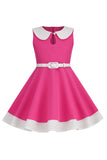 Preto Pescoço Redondo Sem Mangas 1950s Vestido de Menina