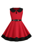 Preto Pescoço Redondo Sem Mangas 1950s Vestido de Menina