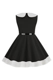 Preto Pescoço Redondo Sem Mangas 1950s Vestido de Menina