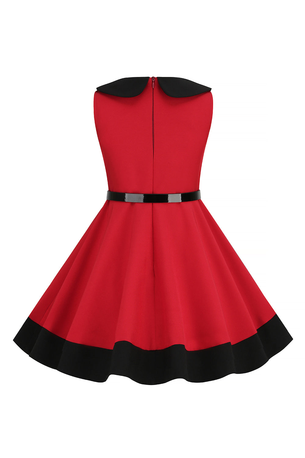 Preto Pescoço Redondo Sem Mangas 1950s Vestido de Menina