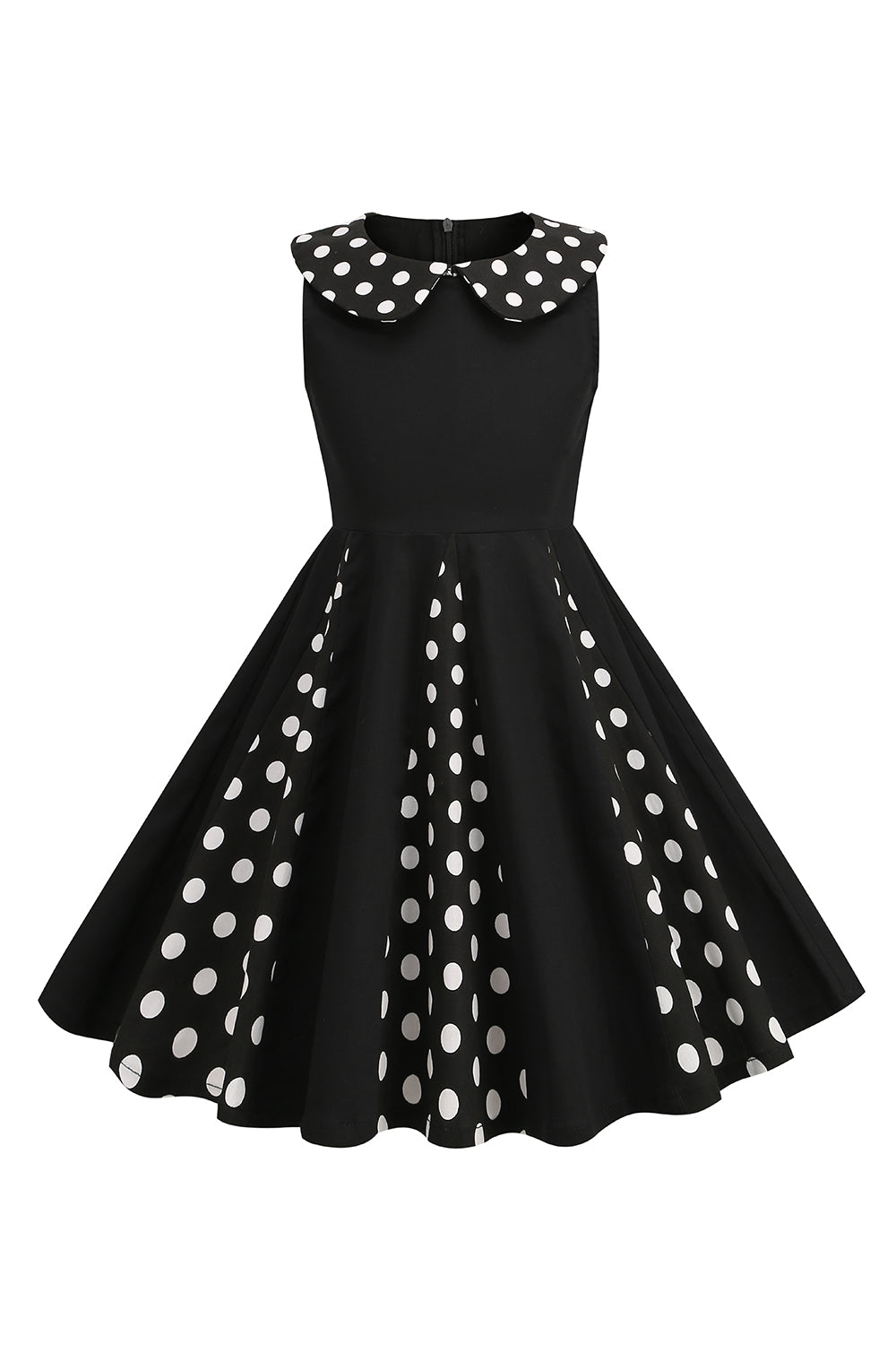 Preto Pescoço Redondo Sem Mangas 1950s Vestido de Menina