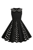 Preto Pescoço Redondo Sem Mangas 1950s Vestido de Menina