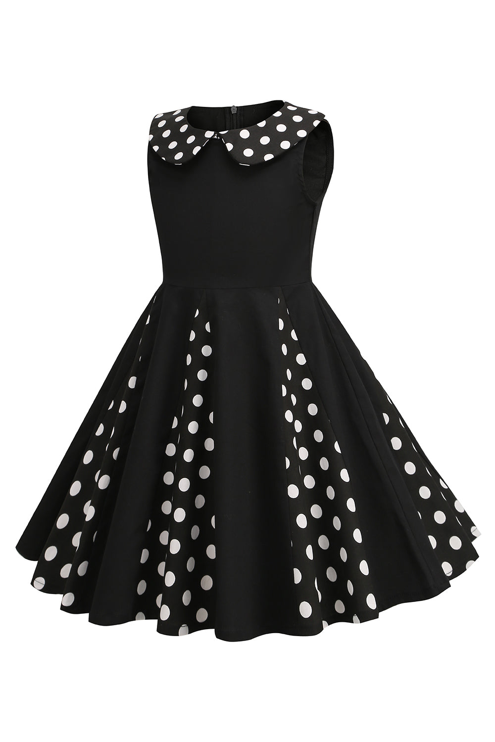 Preto Pescoço Redondo Sem Mangas 1950s Vestido de Menina