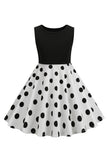 Branca Sem Mangas Vestidos de Menina Vintage