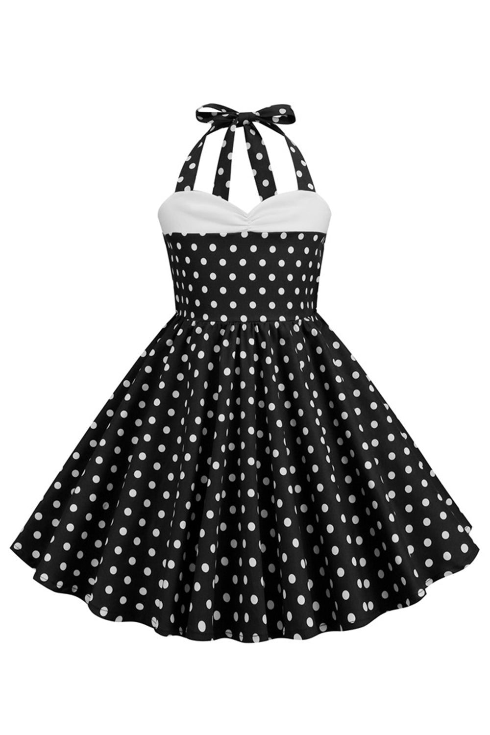 Vermelho Halter Pontos de Polka 1950s Vestido de Menina