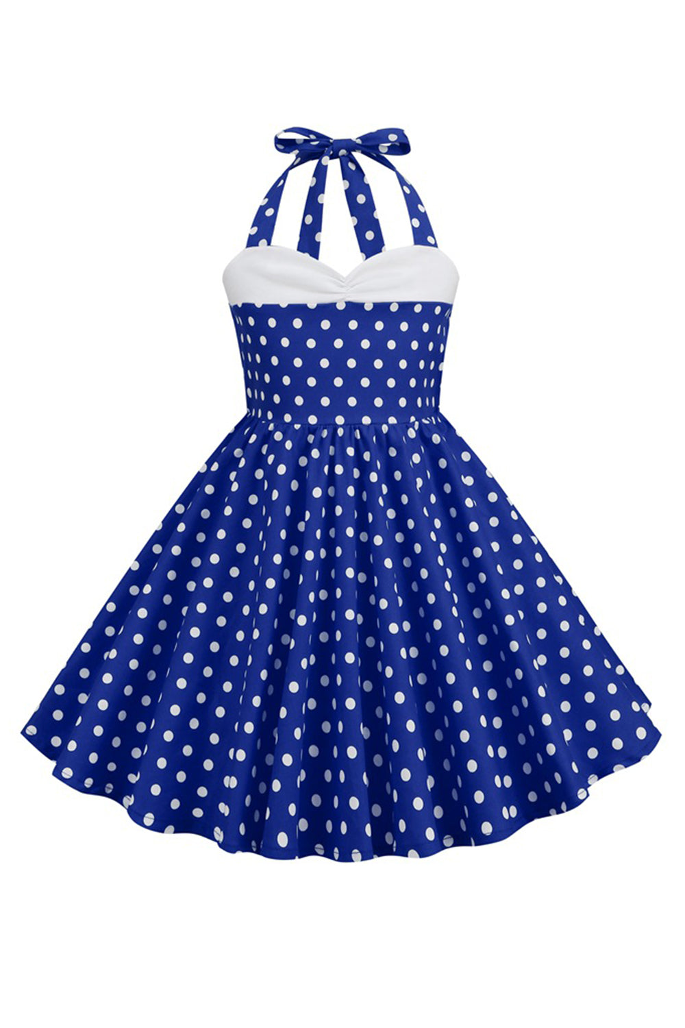 Vermelho Halter Pontos de Polka 1950s Vestido de Menina