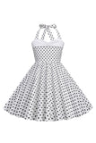 Vermelho Halter Pontos de Polka 1950s Vestido de Menina