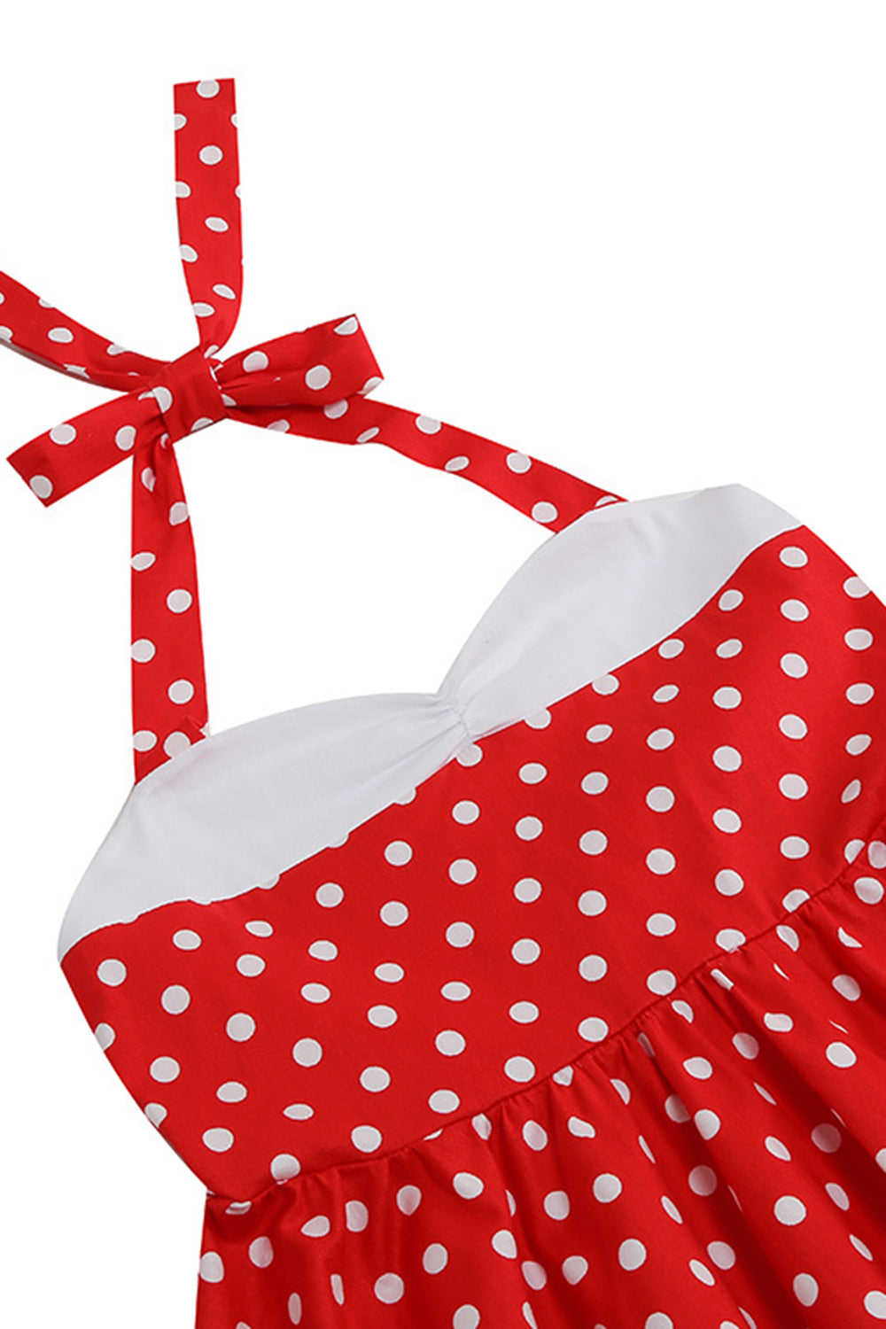 Vermelho Halter Pontos de Polka 1950s Vestido de Menina