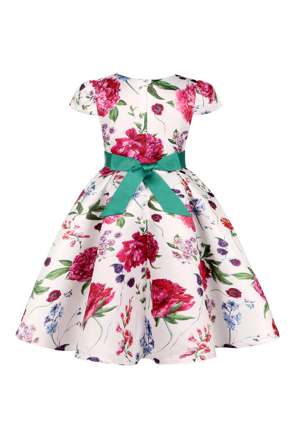 Vestido de Meninas Com Laço Floral Azul