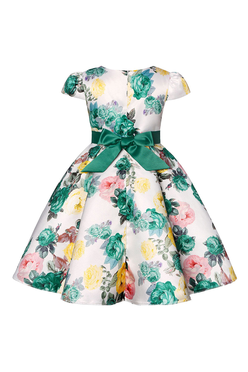 Vestido de Meninas Com Laço Floral Azul