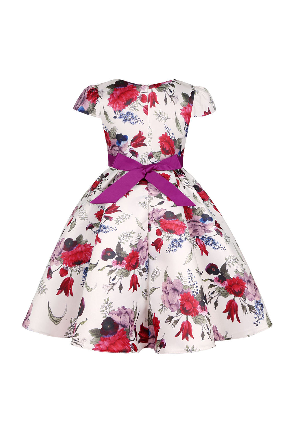 Vestido de Meninas Com Laço Floral Azul