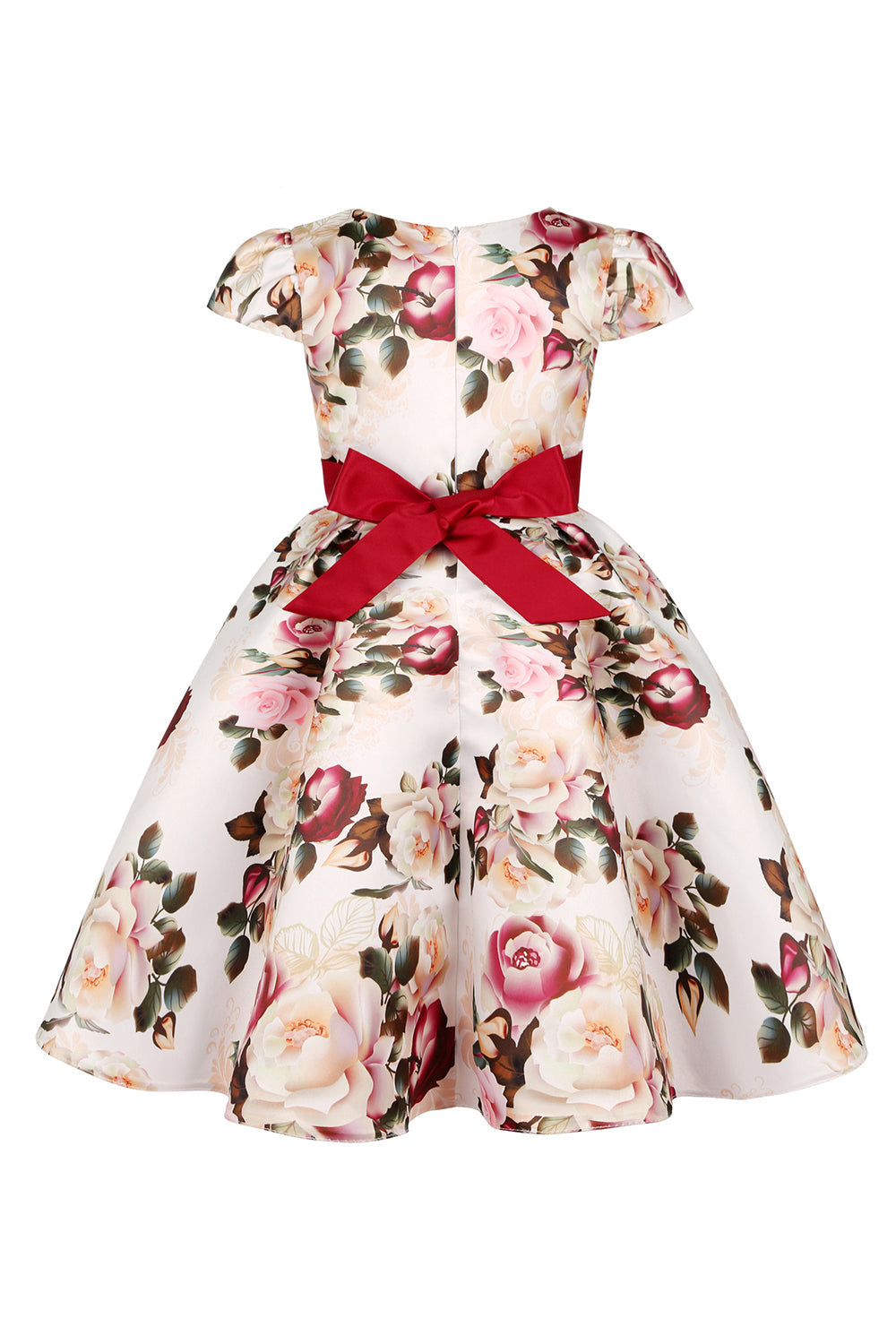 Vestido de Meninas Com Laço Floral Azul
