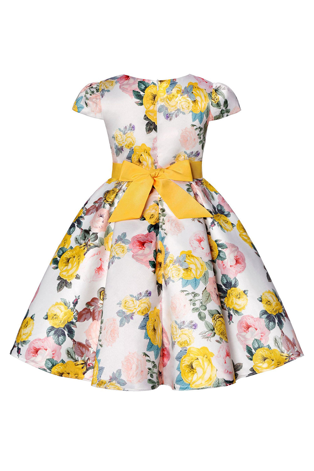 Vestido de Meninas Com Laço Floral Azul