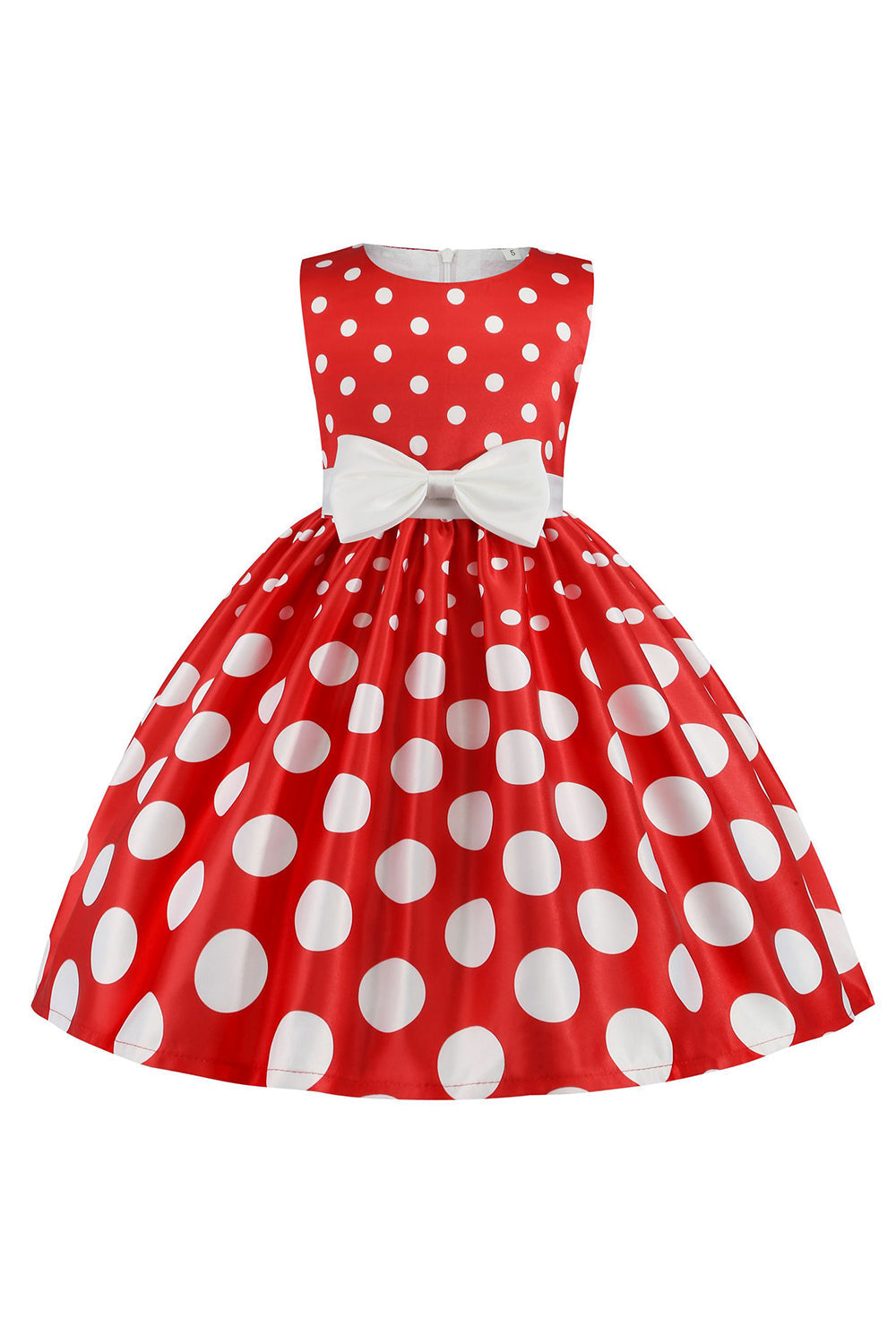 Azul Escuro Pontos de Polka Vestido das Meninas Com Laço