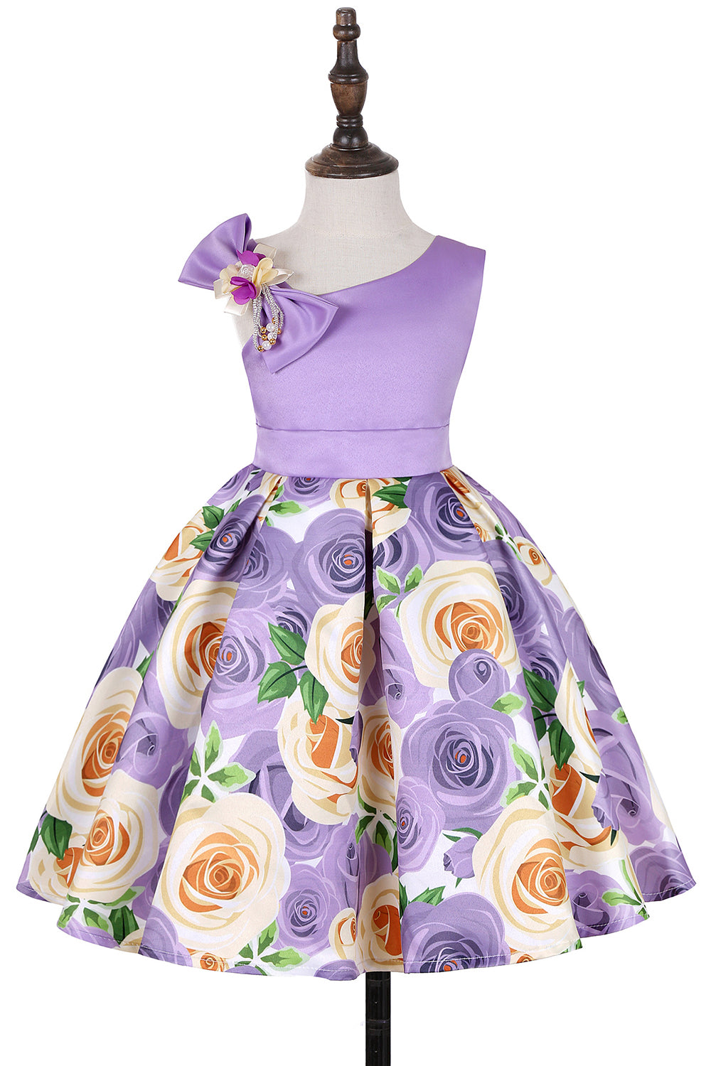 Vestido de Menina Floral Roxo Sem Mangas