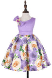Vestido de Menina Floral Roxo Sem Mangas