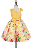 Vestido de Menina Floral Roxo Sem Mangas