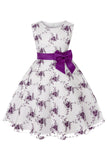 Azul Vestido de Menina Com Laço Renda