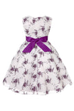 Azul Vestido de Menina Com Laço Renda