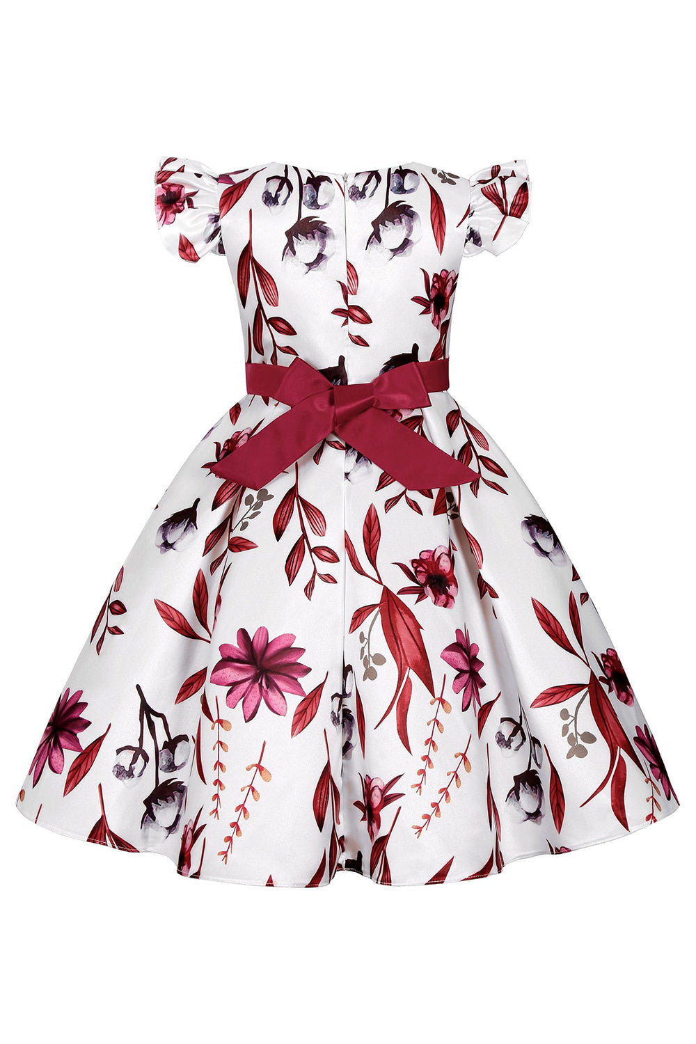 Azul Puff Mangas Vestido de Meninas Com Laço