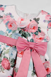 Rosa Estampado Floral Vestido de Meninas