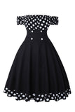 Fora do Ombro Pontos de Polka 1950s Vestido