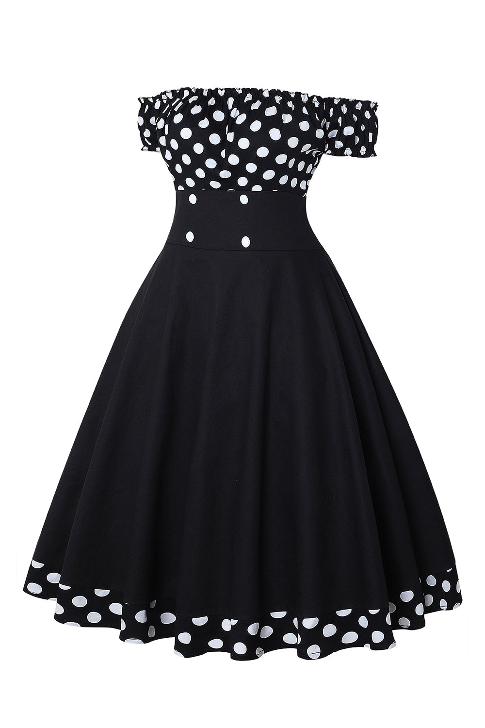 Fora do Ombro Pontos de Polka 1950s Vestido