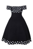 Fora do Ombro Pontos de Polka 1950s Vestido