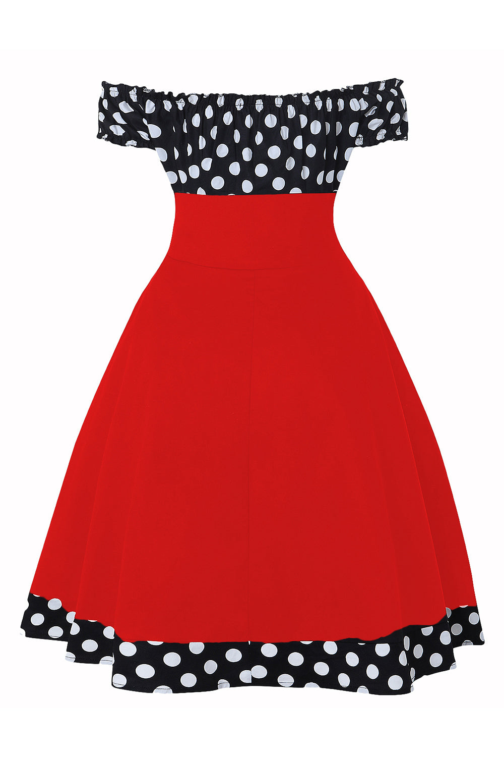 Fora do Ombro Pontos de Polka 1950s Vestido