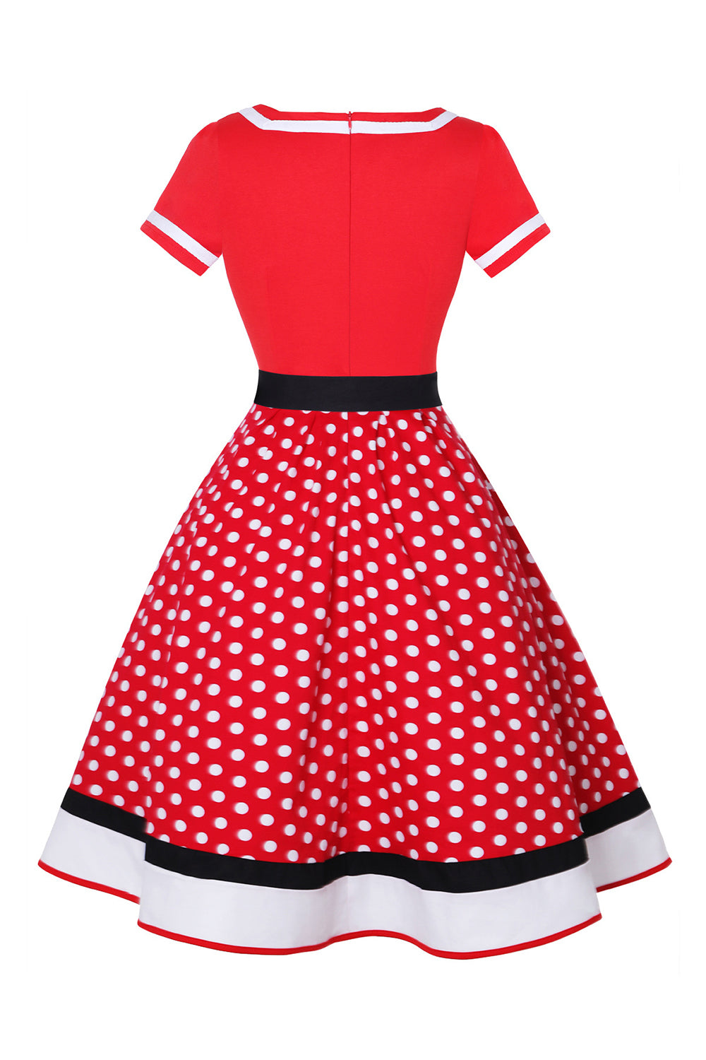 Preto Gola em V Pontos de Polka 1950s Vestido