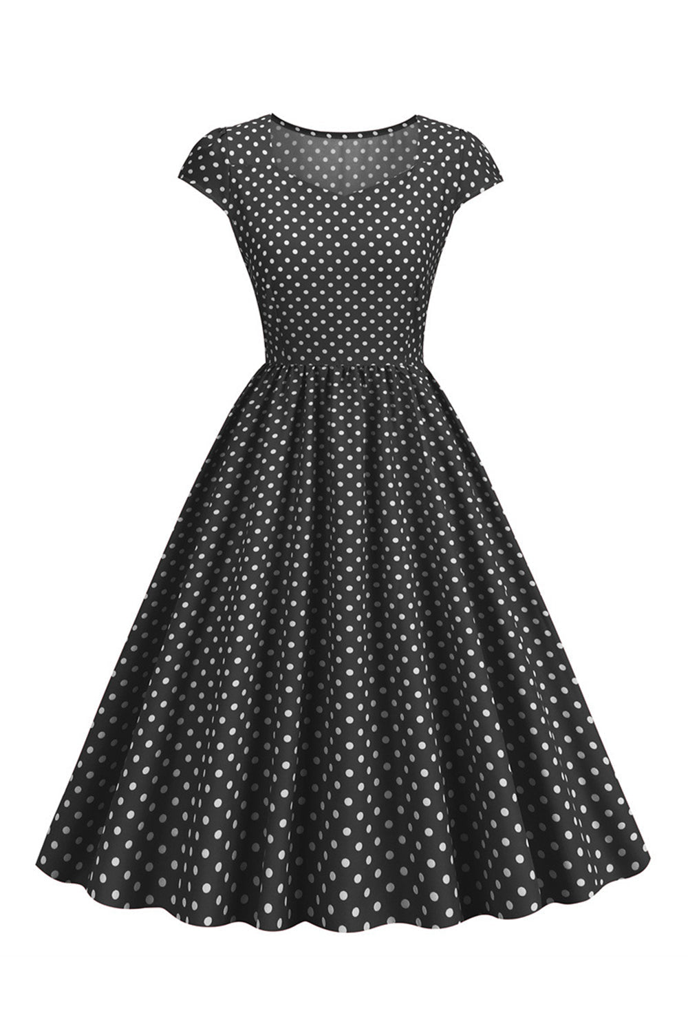 Pontos de Polka Rosa 1950s Vestido Mangas Curtas