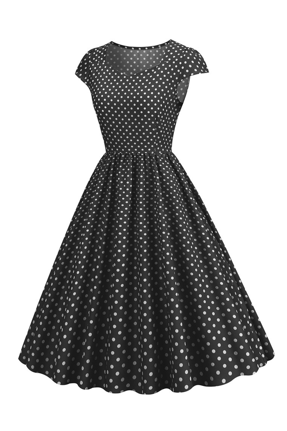 Pontos de Polka Rosa 1950s Vestido Mangas Curtas