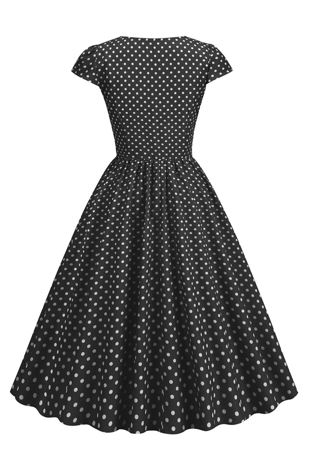 Pontos de Polka Rosa 1950s Vestido Mangas Curtas