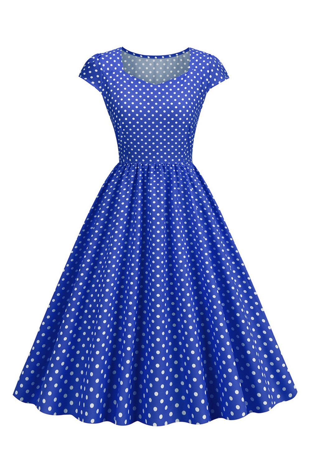 Pontos de Polka Rosa 1950s Vestido Mangas Curtas